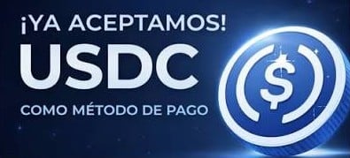 Aceptamos pagos con criptomonedas: USDC